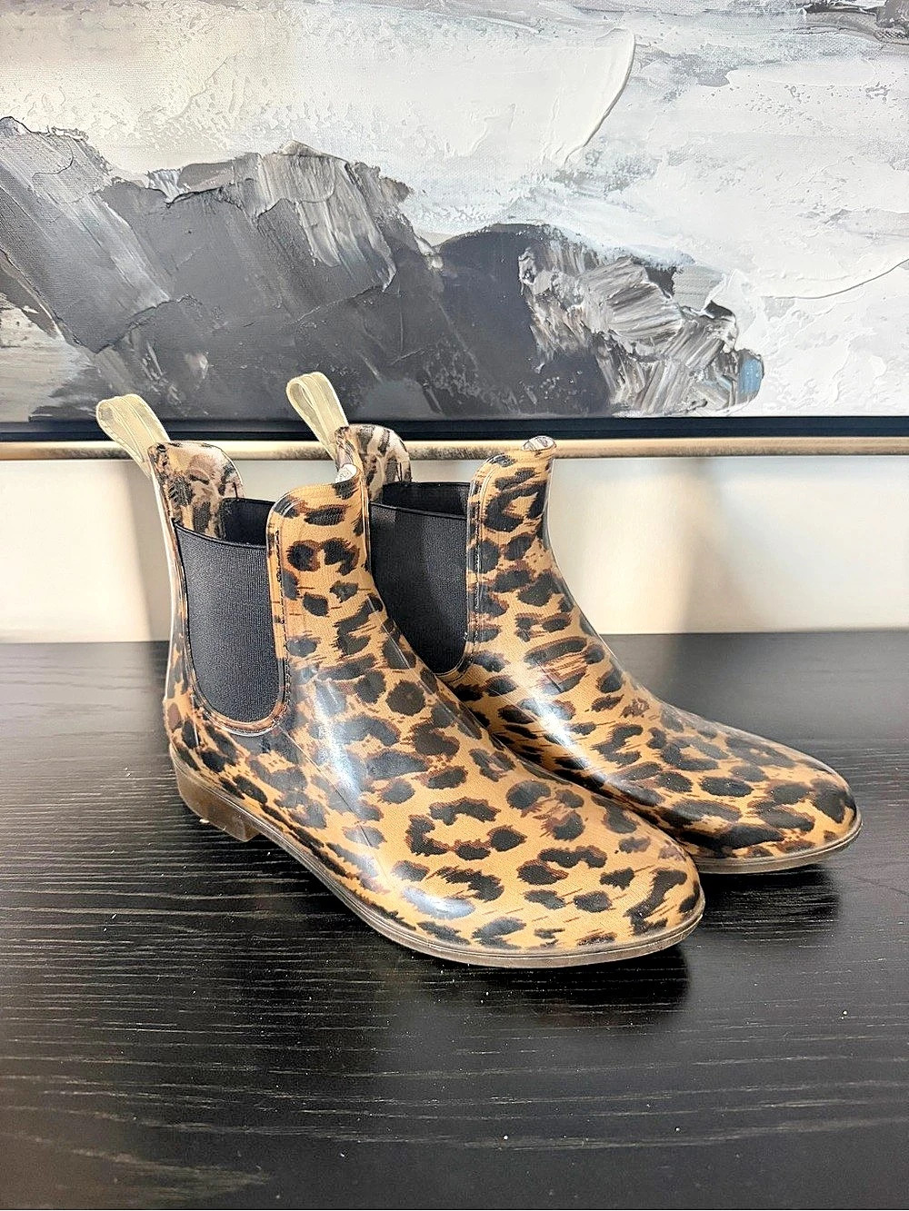J.Crew Chelsea Rain Boots in Leopard Women's Brown & Black